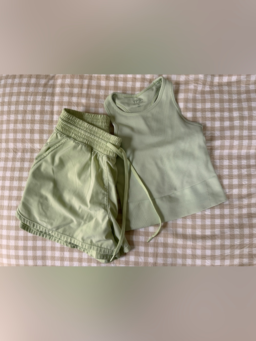 Abercrombie YPB light green matching workout set XS